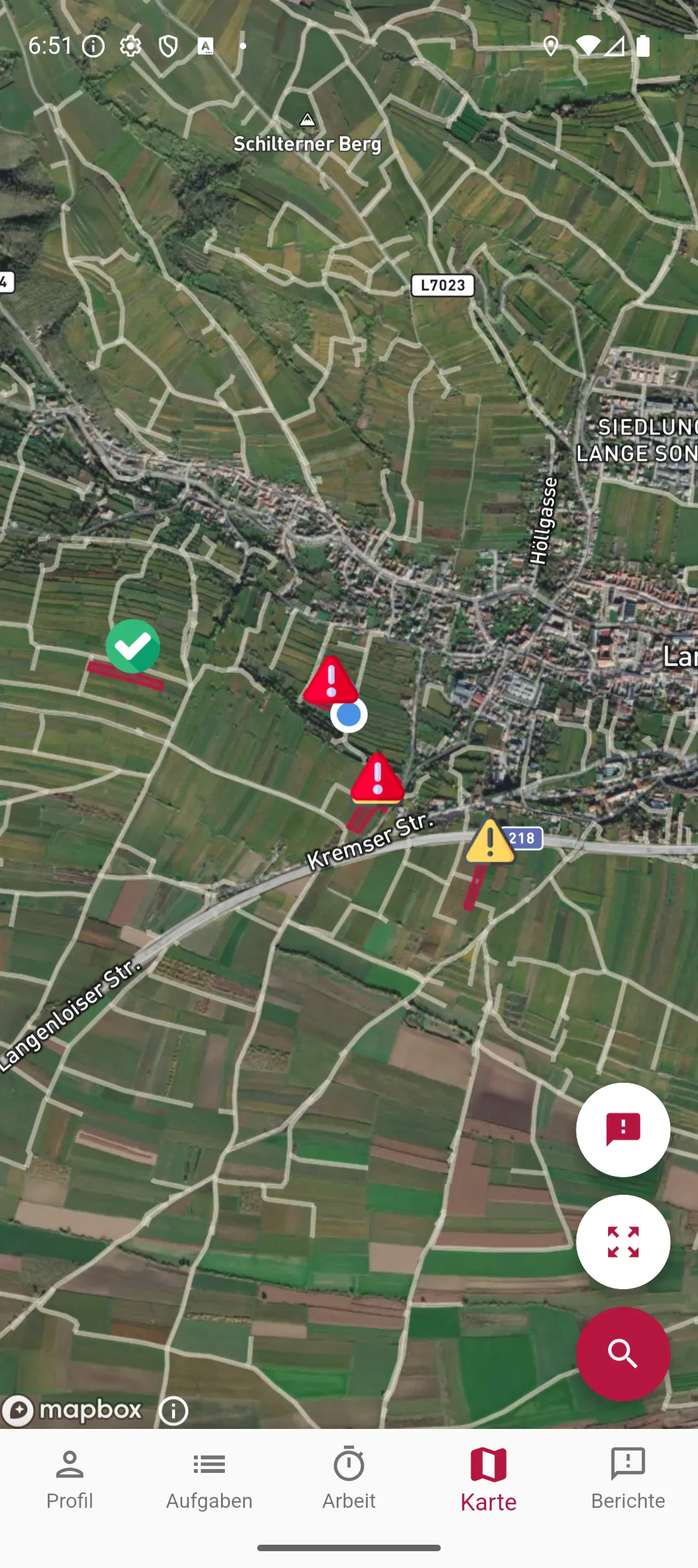 Vinitor App — Karte mit Markern und Weingarten-Suche